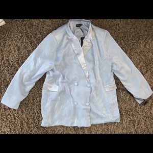 PRETTYLITTLETHING SATIN BABY BLUE BLAZER
